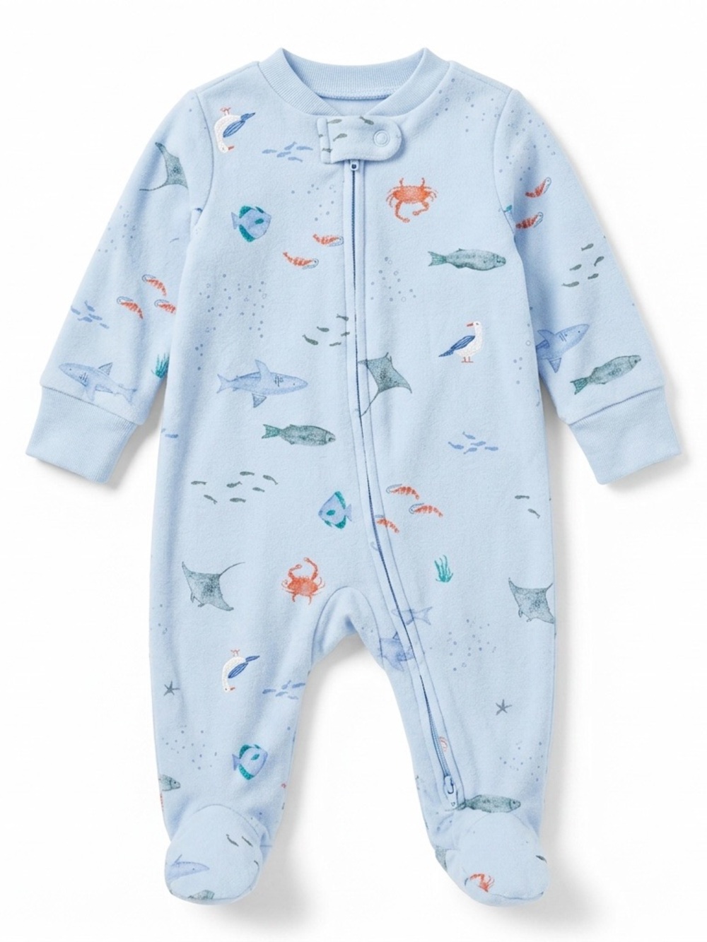 Gerber Light Blue Ocean Animal Footed One-Piece